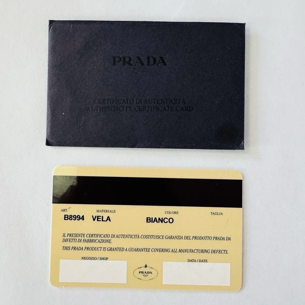 PRADA Shoulder Crossbody Bag Purse Nylon White Solid Used With Certificate - Picture 5 of 5